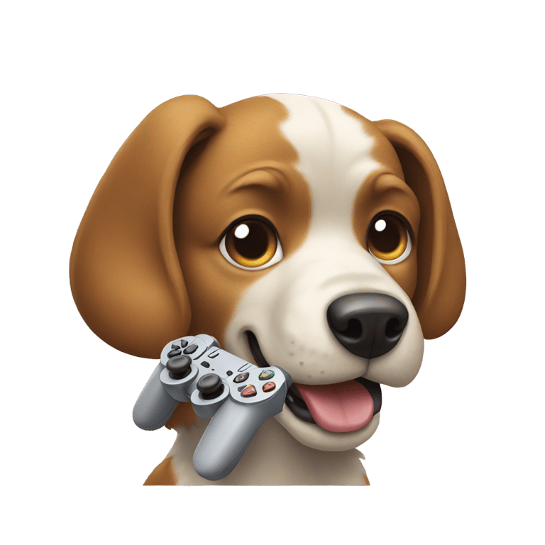 genmoji : Dog playing playstation