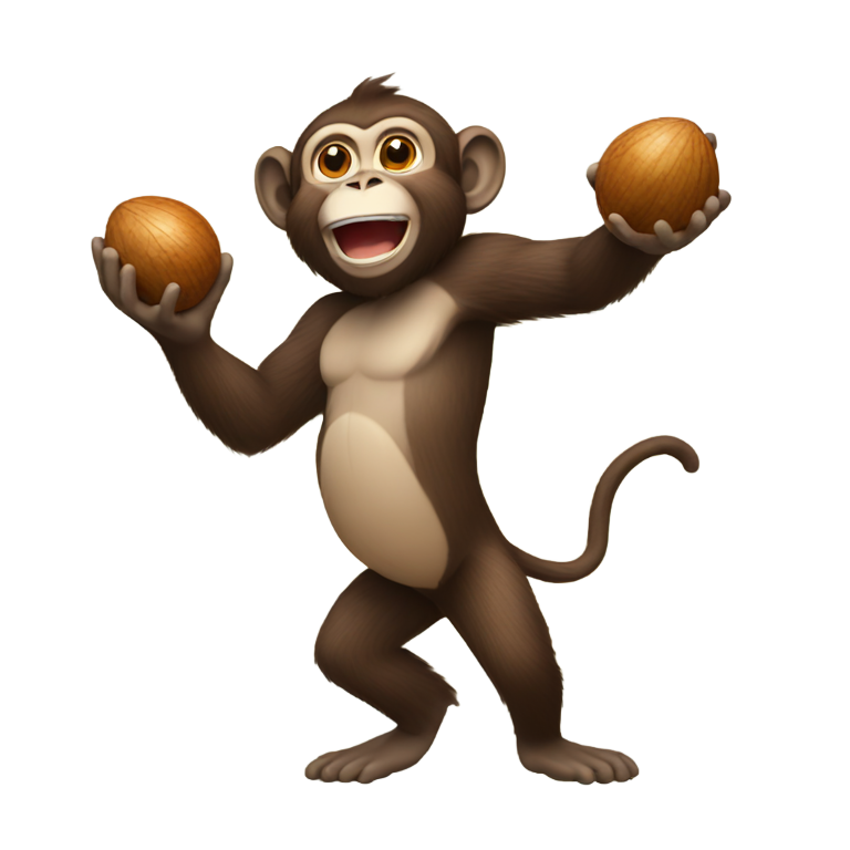 genmoji : Singe lançant une coquille de noix de coco