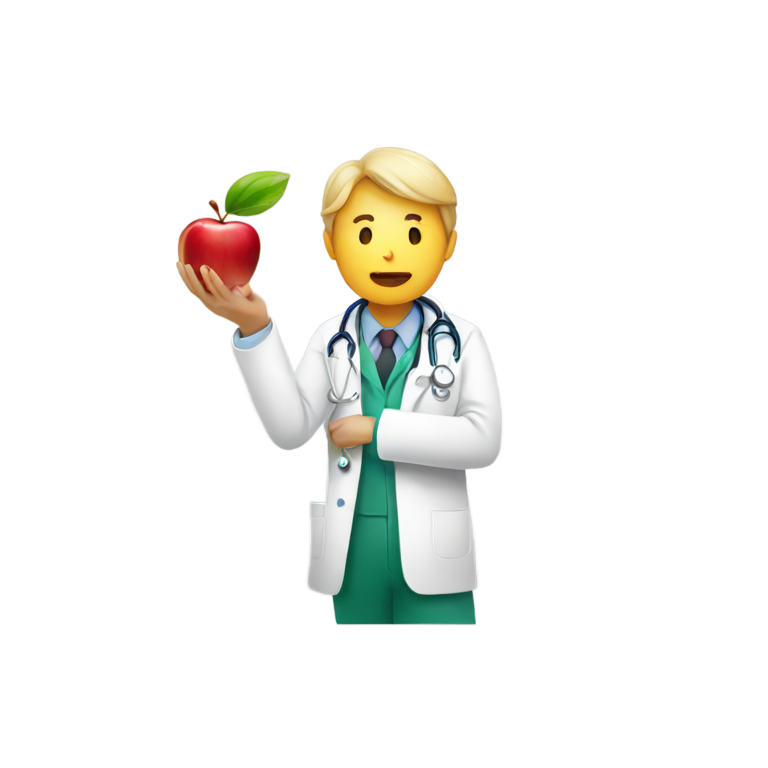 genmoji : Une pomme mangeant un médecin