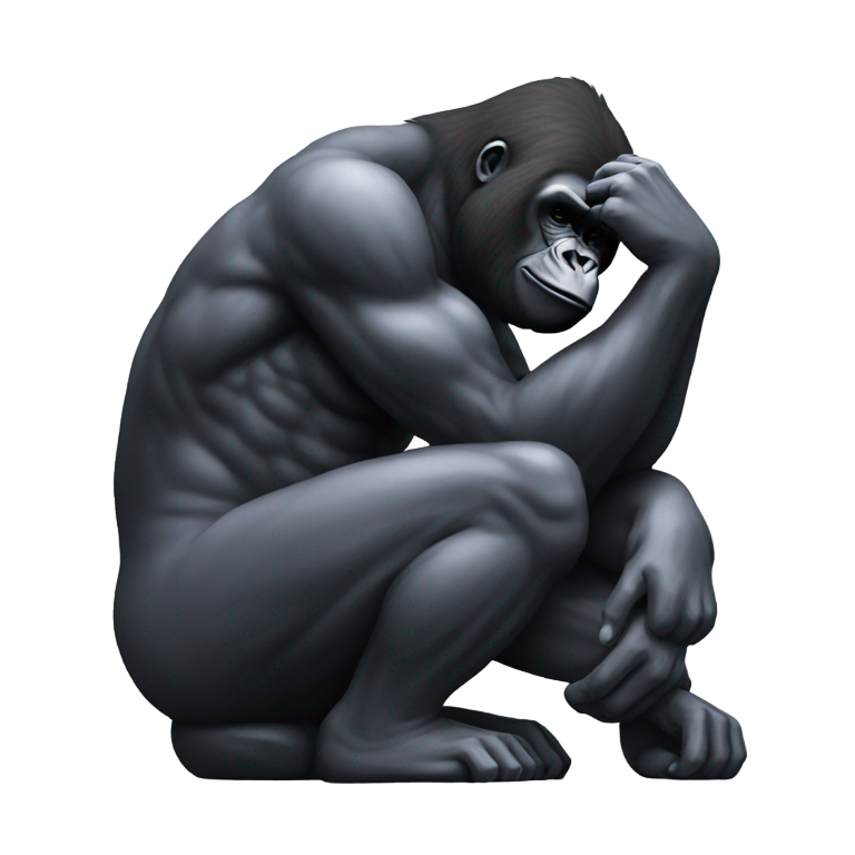 genmoji : Le penseur mais un gorille