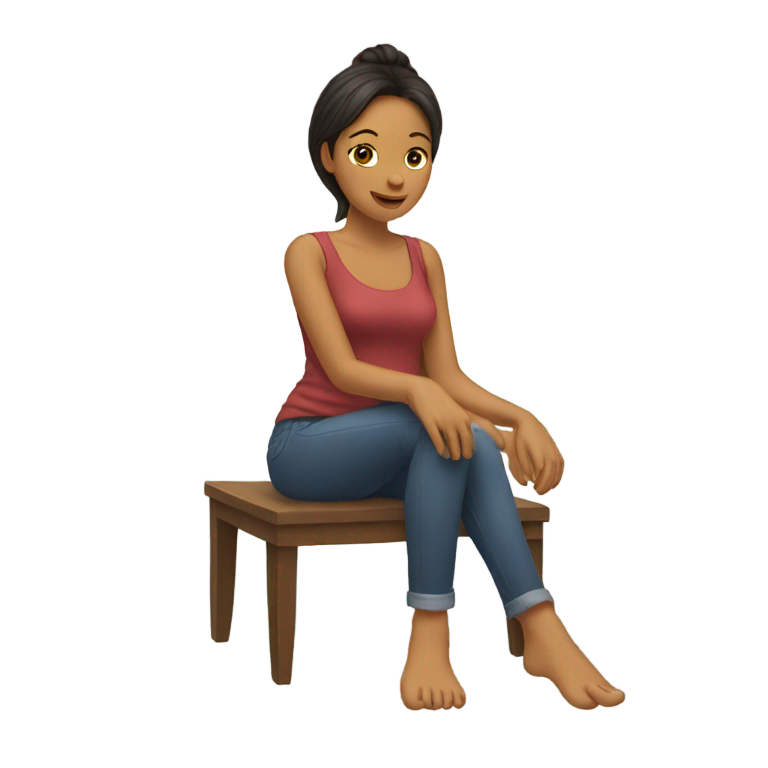 genmoji : Femme, pieds en l'air, anus, cinq orteils
