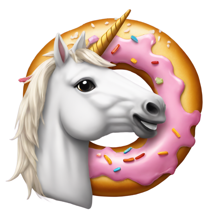 絵文字：ドナルド・トランプがユニコーンに乗ってハンバーガーを食べる