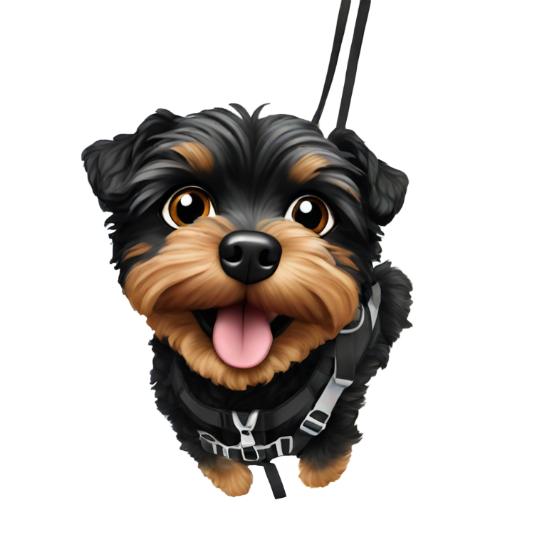 genmoji：黑色约克普犬在迪拜跳伞