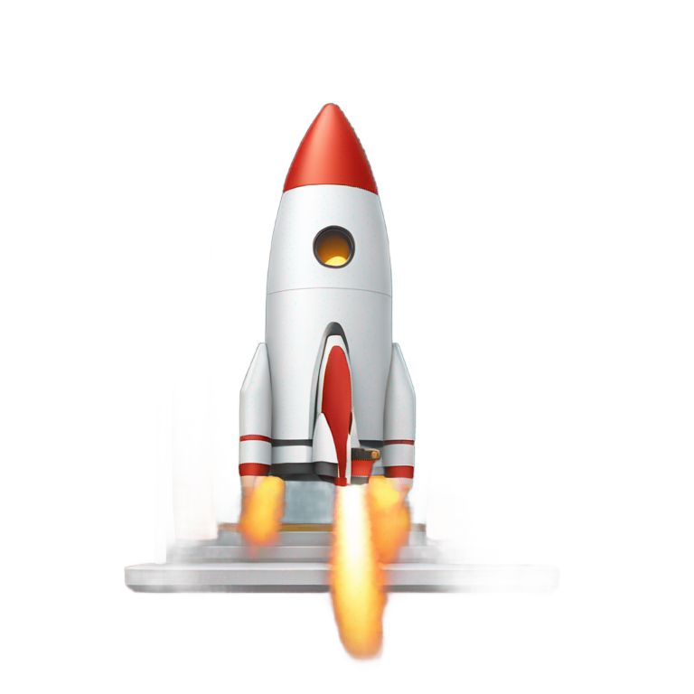 絵文字：火を噴くロケットと、ロケットの窓から外を見る女性の顔。