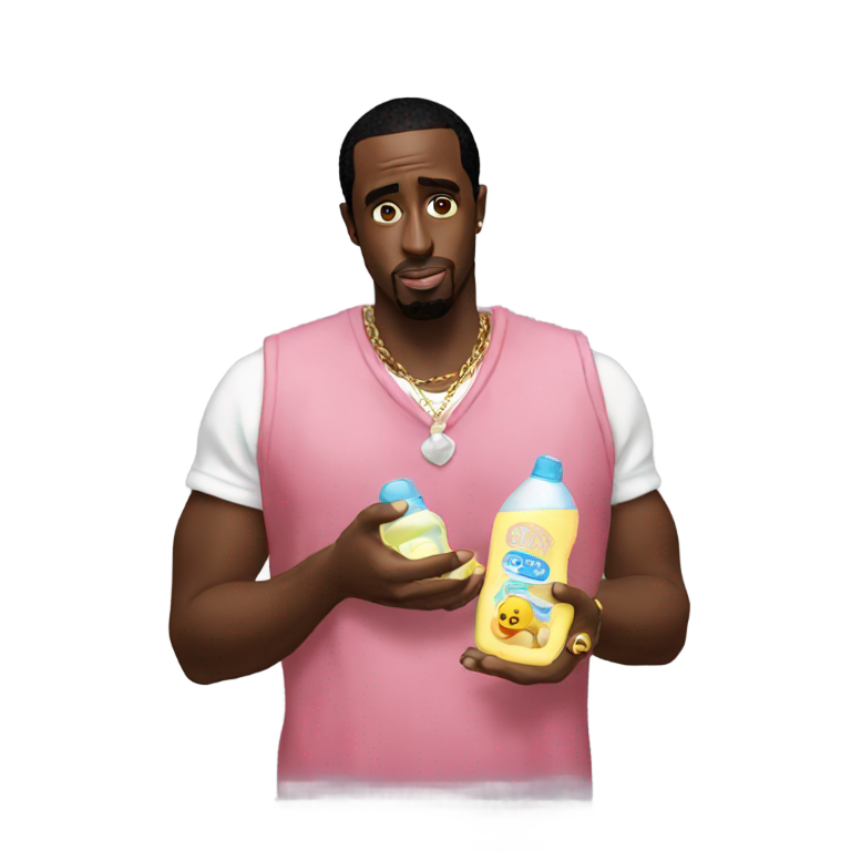 genmoji: P Diddy holding baby oil