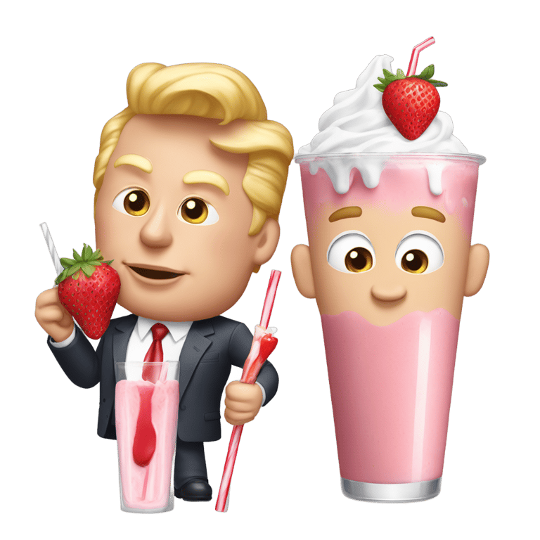 genmoji：埃隆·马斯克和唐纳德·特朗普共享一杯草莓奶昔