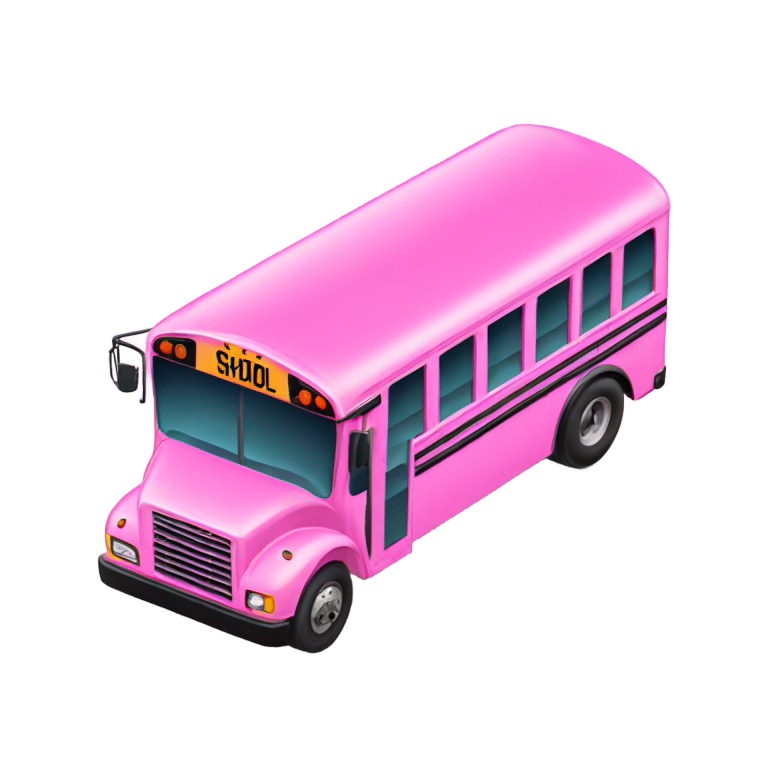 prompt: Pink school bus with the word k-12 on its side