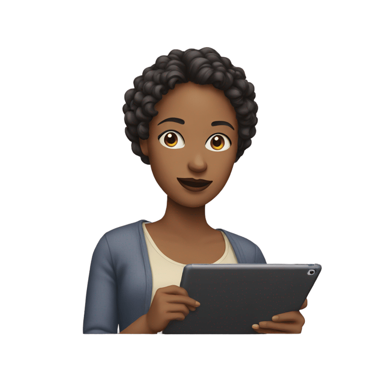 genmoji : Une femme avec un iPad