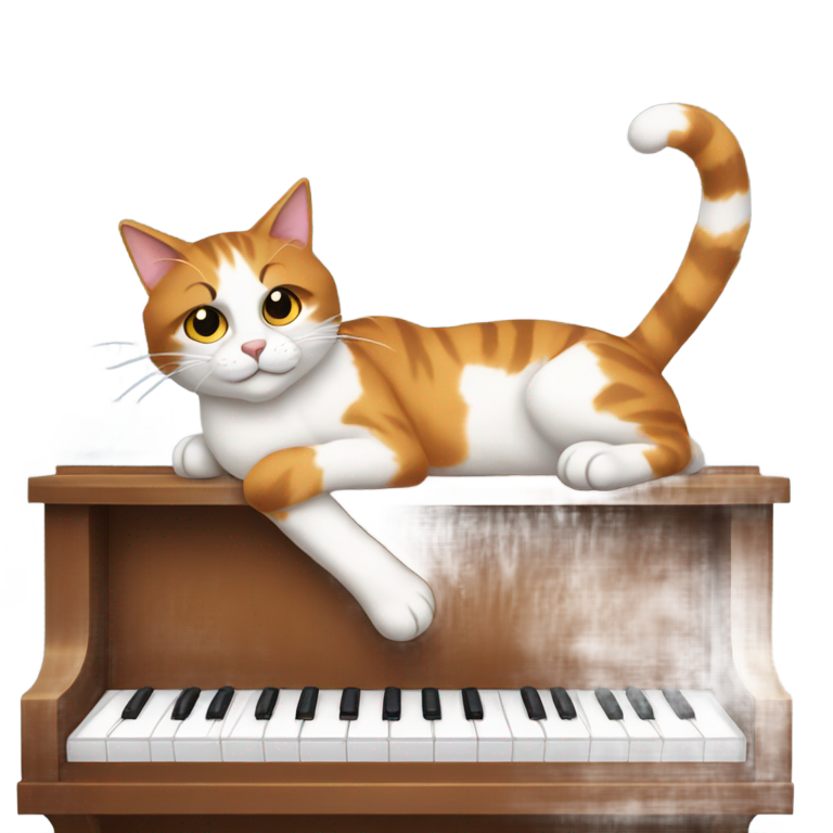 genmoji : Chat calico jouant du piano