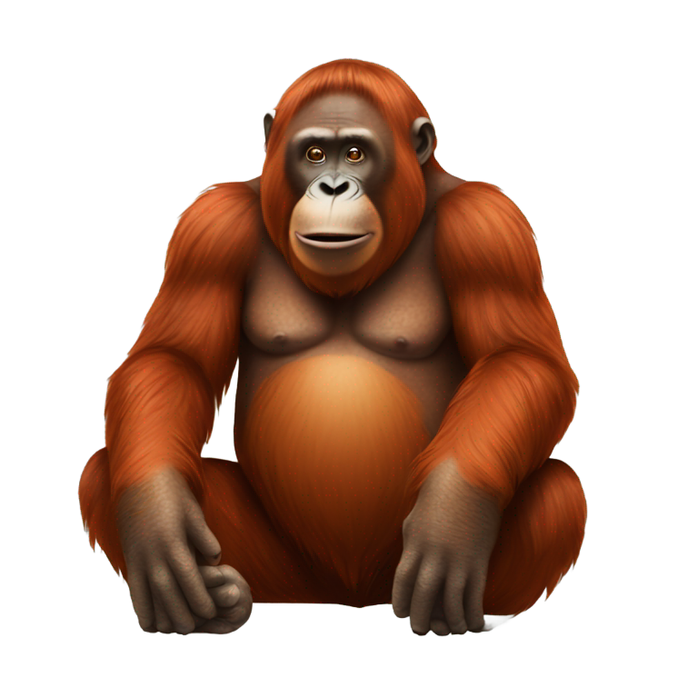 genmoji : Un grand orang-outan est assis.
