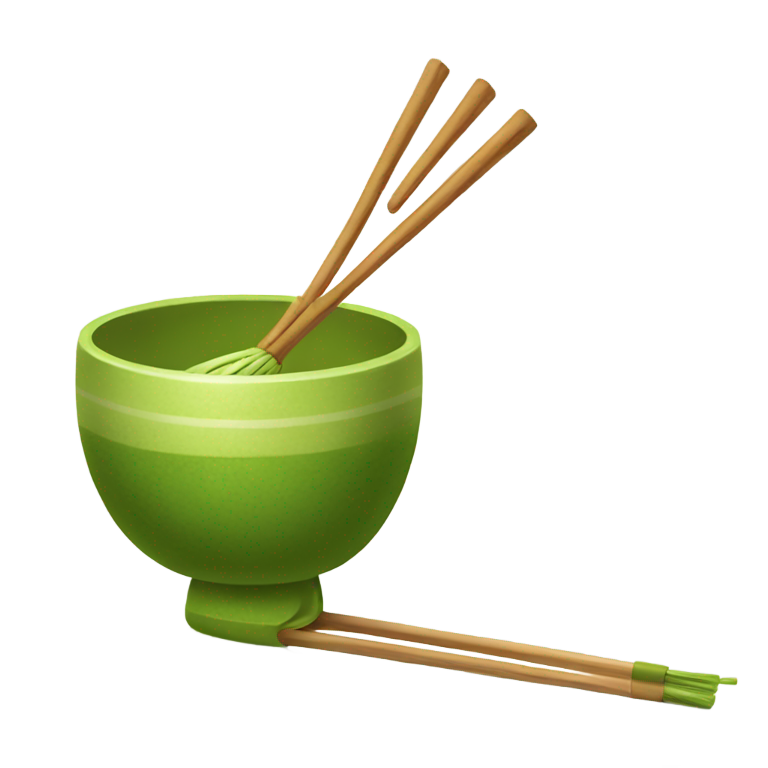 genmoji: Emoji depicting an matcha bowl and Japanese Matcha Whisk
