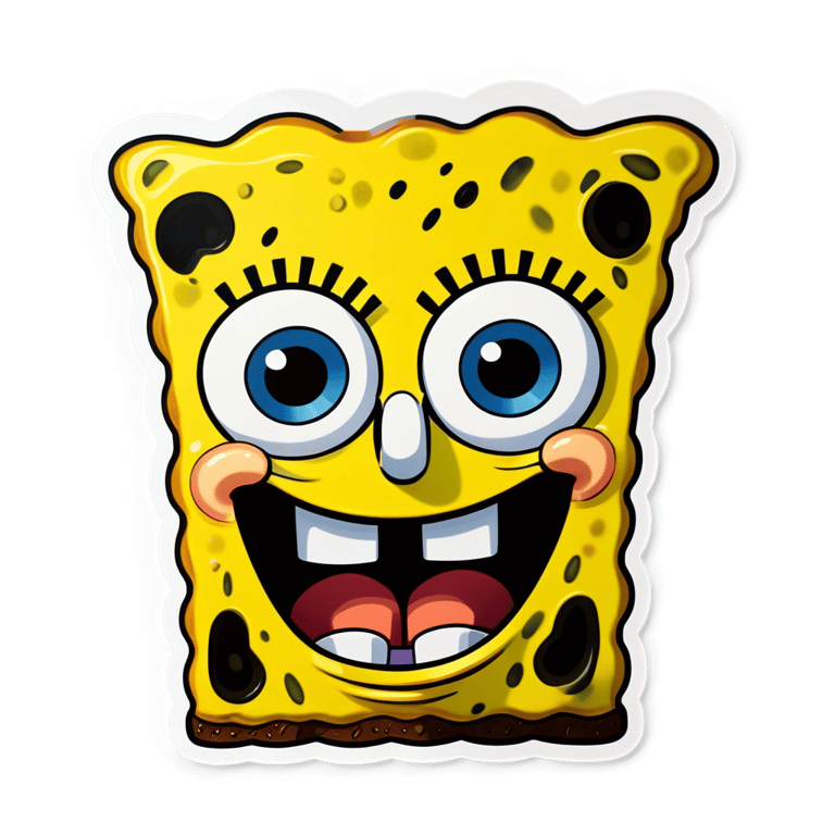 genmoji: crusty spongebob closeup
