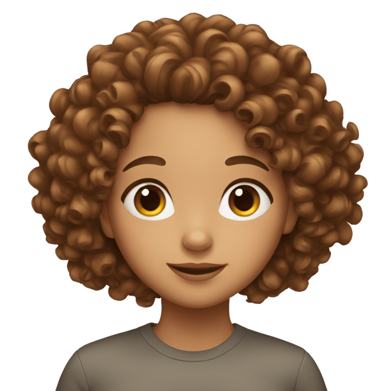 絵文字：A girl with brown curly hair