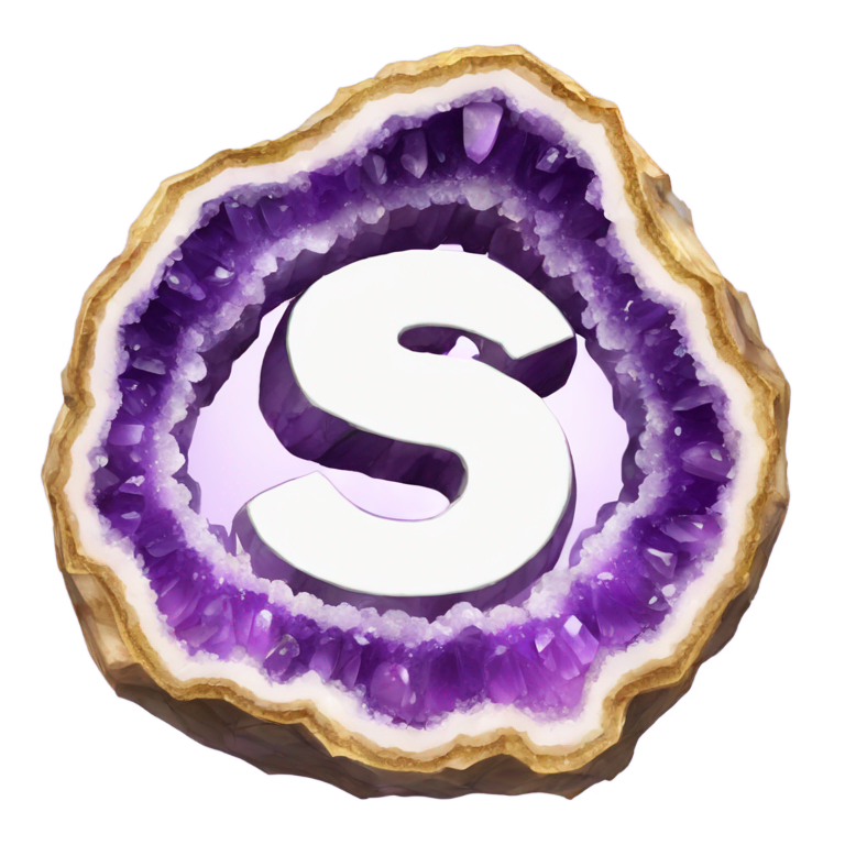 genmoji: Clear amethyst geode letter S