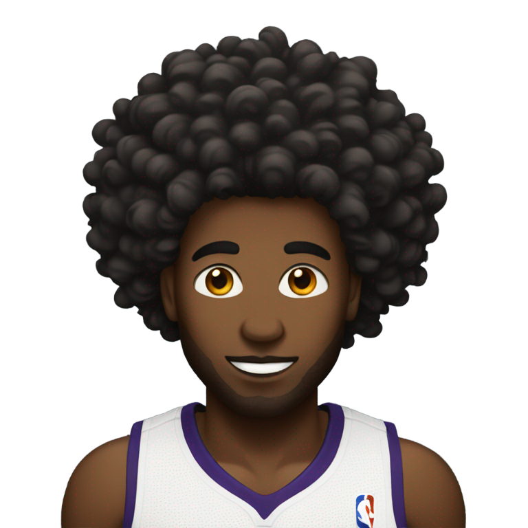 genmoji : Joueur de basket noir avec des cheveux très volumineux