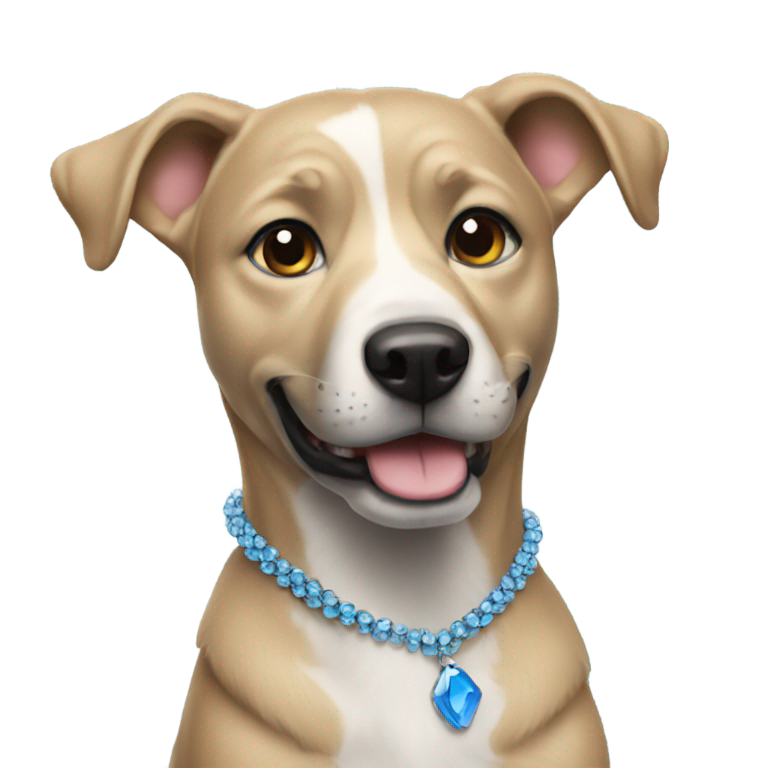 絵文字：青い犬でネックレスをつけている