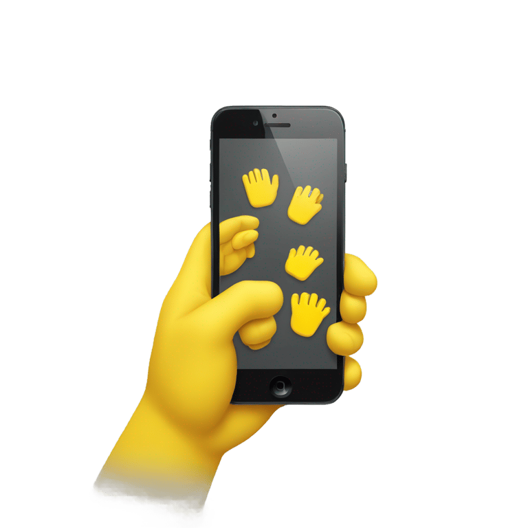 genmoji : Une main jaune tenant un iPhone