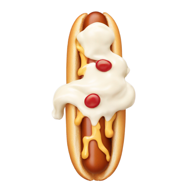絵文字：ホットドッグと白いソースを食べる絵文字