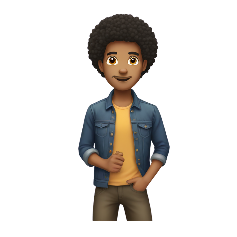 genmoji : Un métis avec des cheveux afro touchant son entrejambe