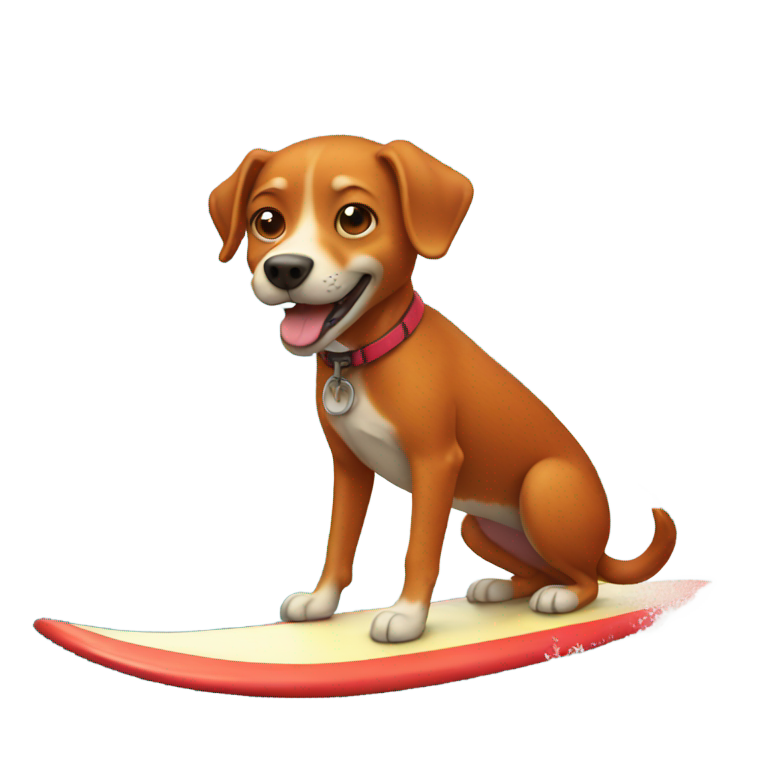 genmoji: red dog surfing