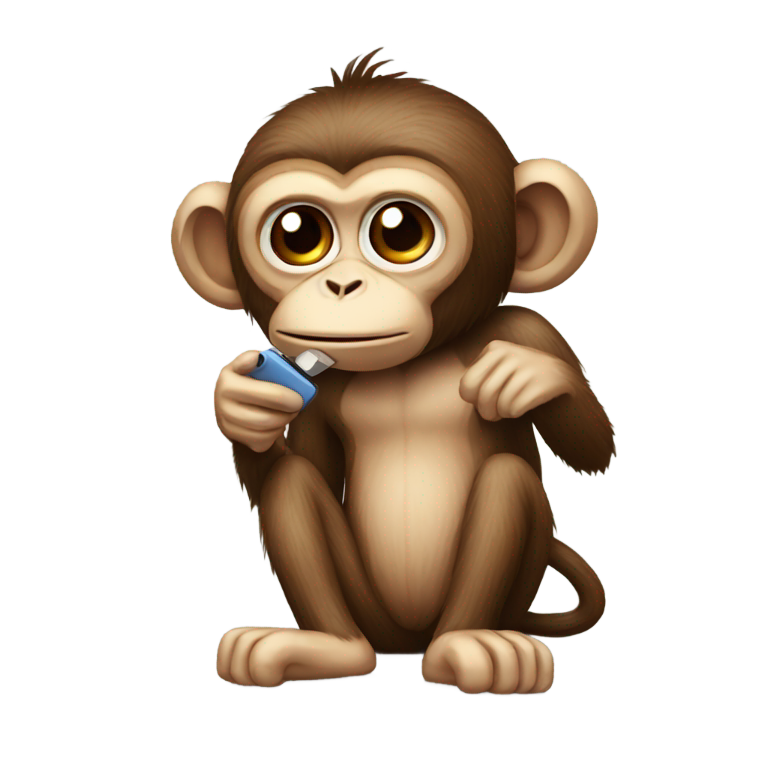 genmoji : singe triste avec téléphone déchargé