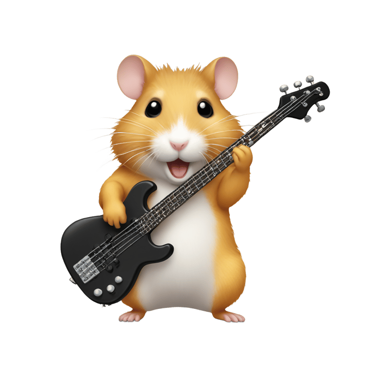 絵文字：Hamster playing electric bass