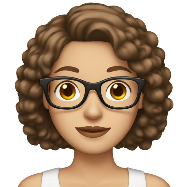 genmoji : Belle femme blanche aux cheveux bruns portant des lunettes