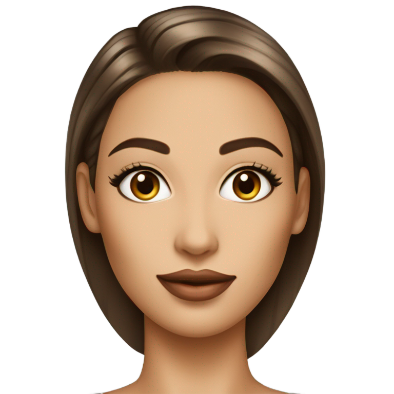 genmoji : Supermodèle, actrice et femme d'affaires brésilienne, visage en forme de cœur avec des pommettes saillantes, yeux écartés et nez défini.