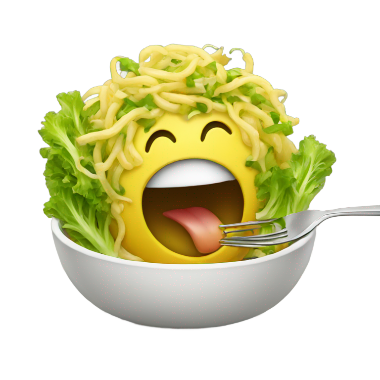絵文字：フリゼを食べる笑顔の顔