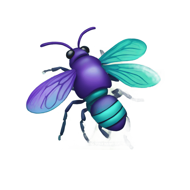 絵文字：Purple and teal dollar bill with hornet in the middle
