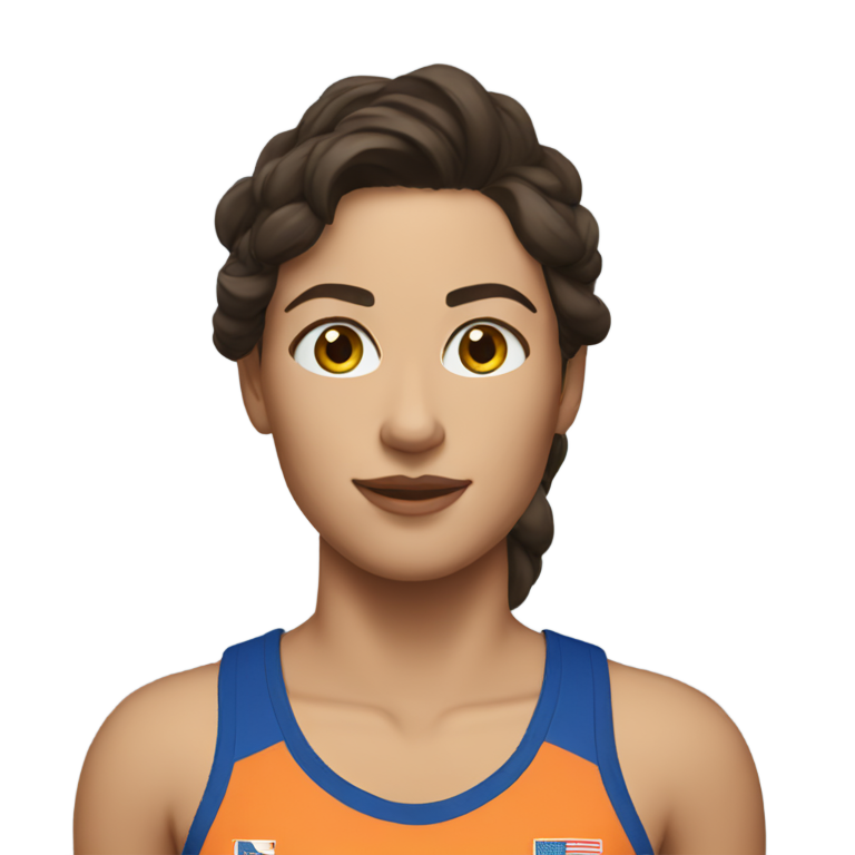 genmoji : Une athlète brune en combinaison bleue
