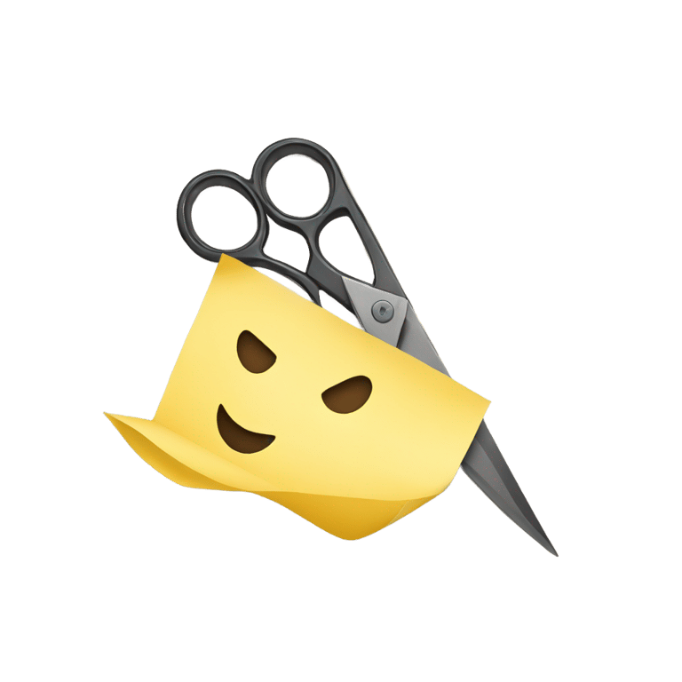 genmoji : scissors cutting the corner of a paper