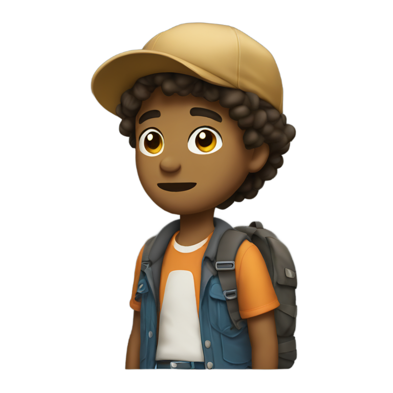 genmoji：18岁叛逆少年在露营，全身装备，口袋里有一把小斧头。