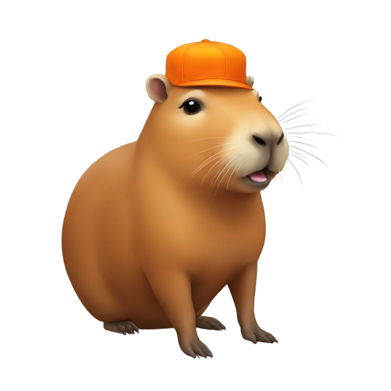 絵文字：Capybara full body with an orange on its head