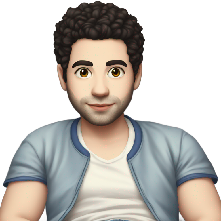 genmoji : Samm Levine en short sur le canapé
