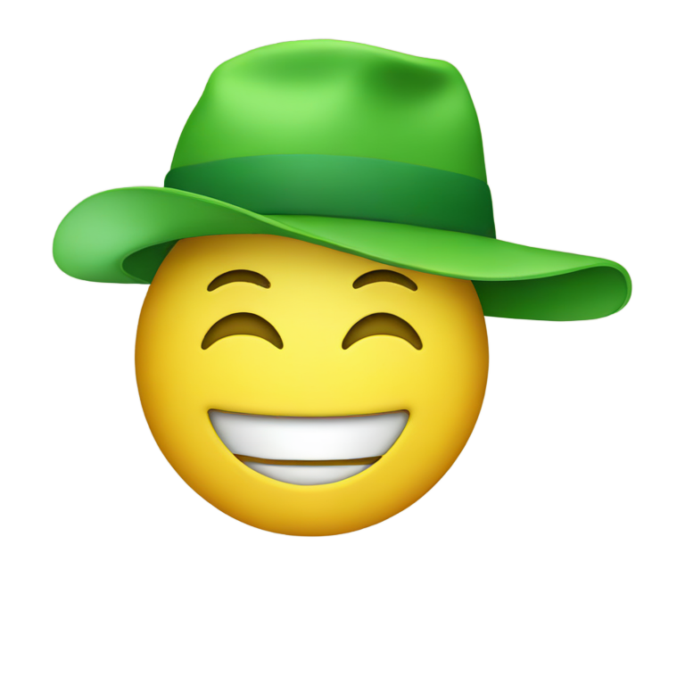 genmoji : Un visage souriant avec un chapeau vert
