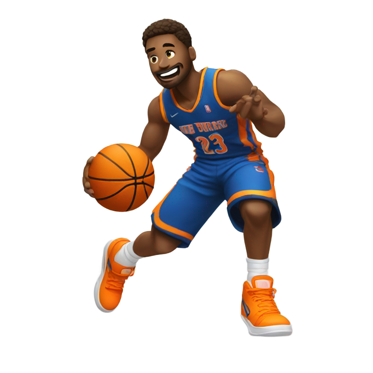 genmoji : Un joueur de basketball néon faisant un dunk puissant