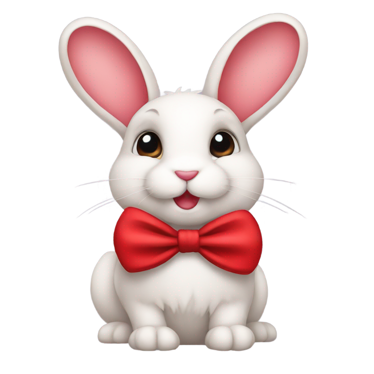 genmoji : Lapin avec un nœud rouge