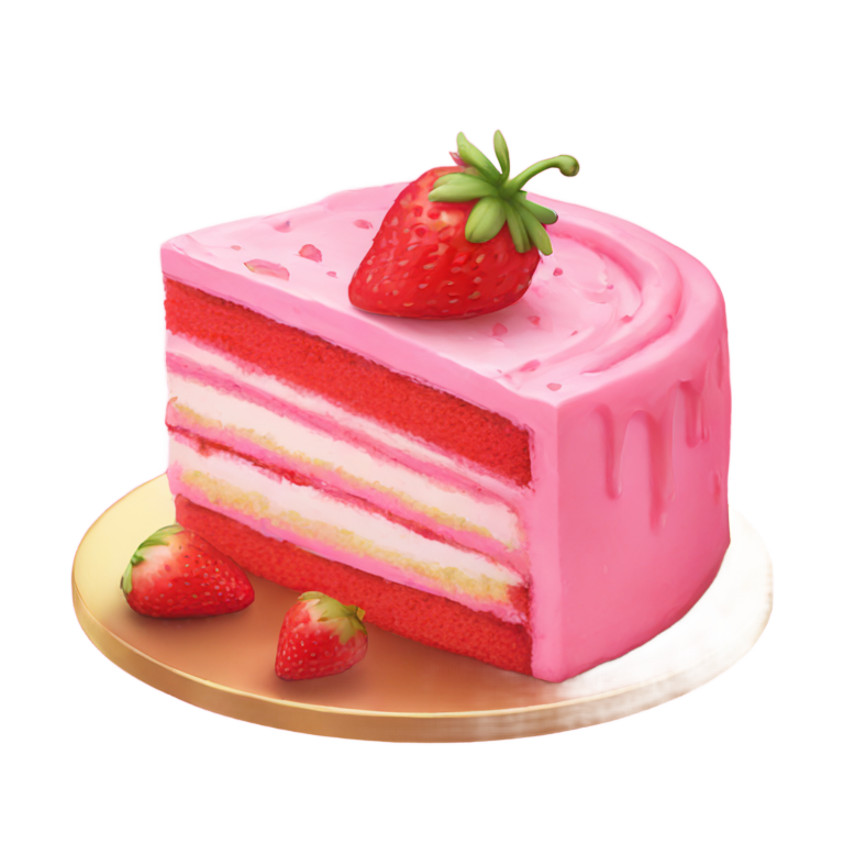絵文字：ピンクのイチゴケーキとドルプの美しいデザイン