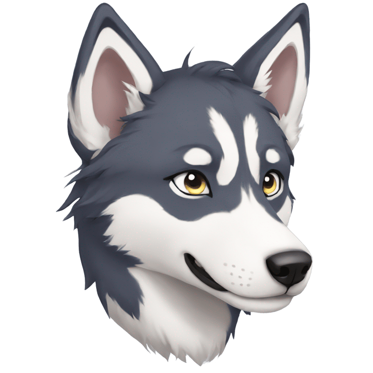 genmoji：动漫风男性北极犬，拥有动漫风的头发。