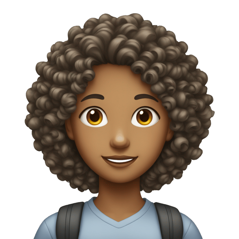 genmoji : Girl (6th garder)with curly hair at middle school