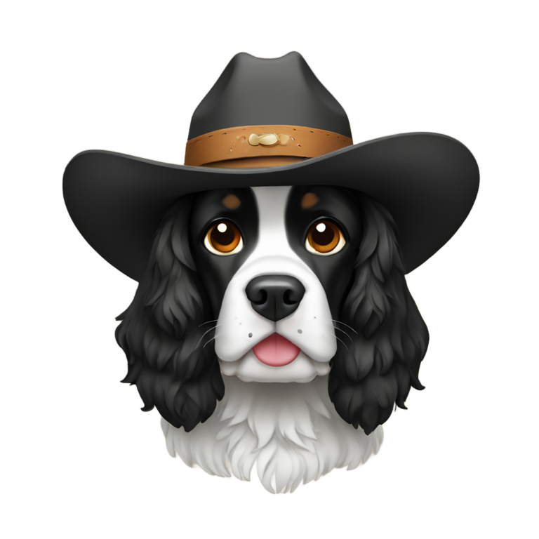 genmoji：黑色英国猎犬戴牛仔帽