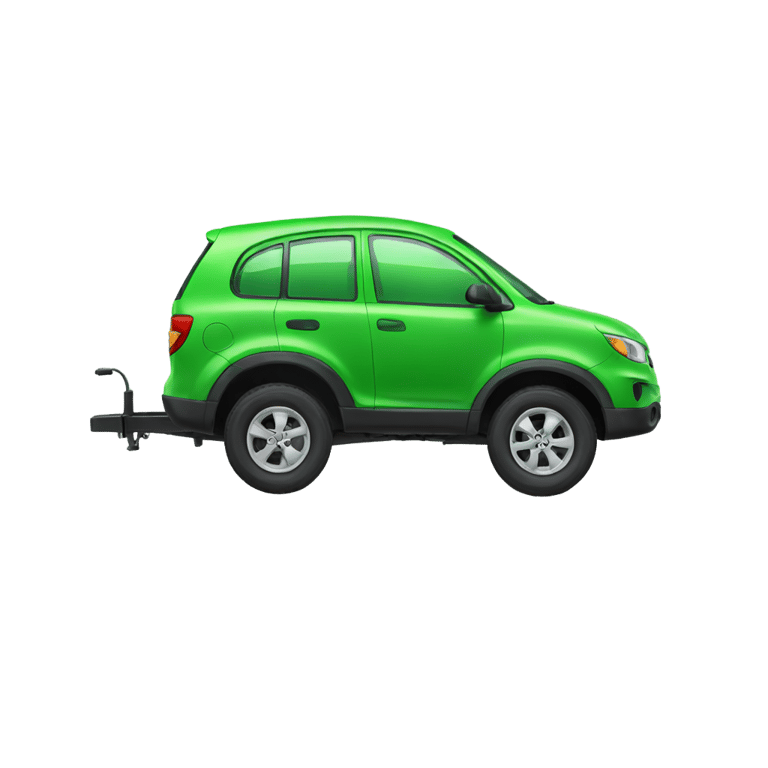 genmoji: Green car on a trailer