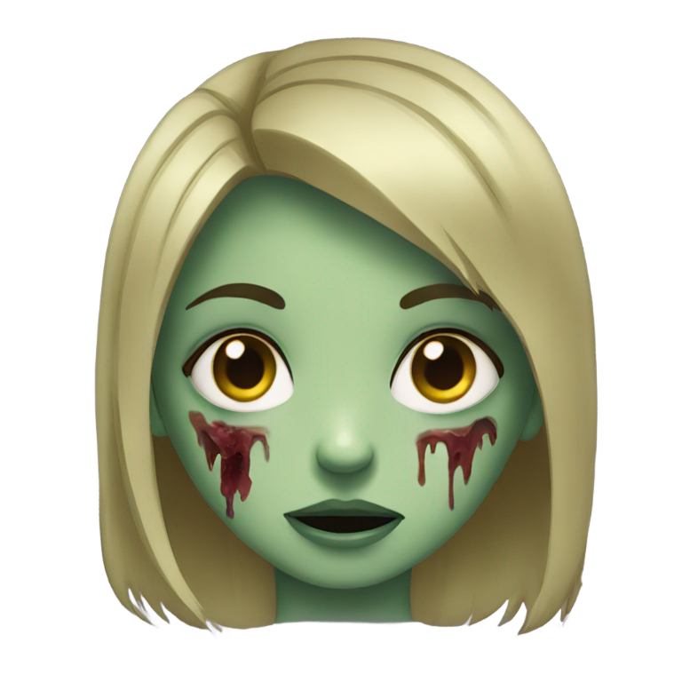 genmoji : Une zombie fille avec des cicatrices sur le visage
