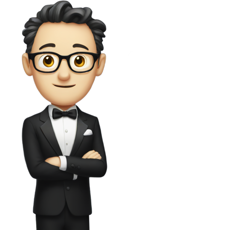 絵文字：トム・ケニー、黒いドレスを着用
