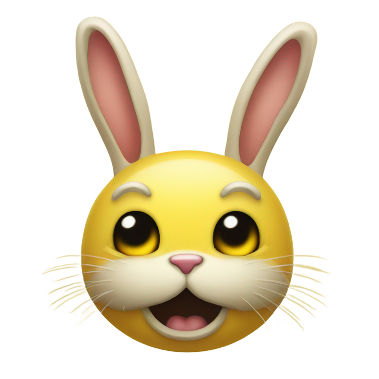 genmoji: Rotting bunny on yellow emoji smirk face