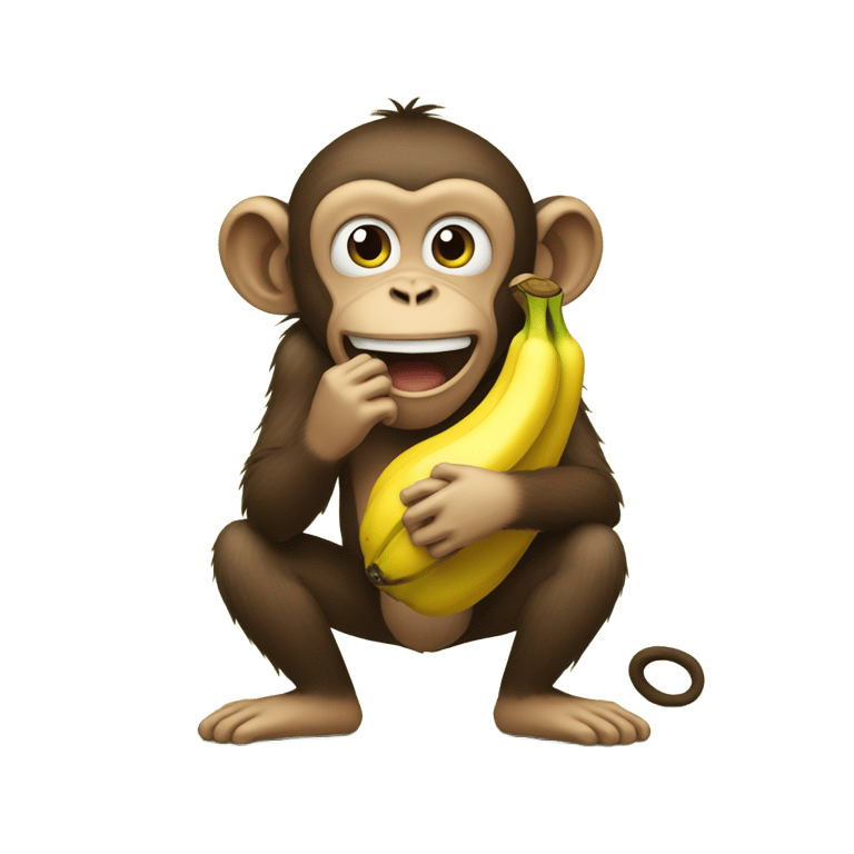 絵文字：A monkey crying with a banana in his hand and he's crying because he dropped his banana on the ground 😭😭