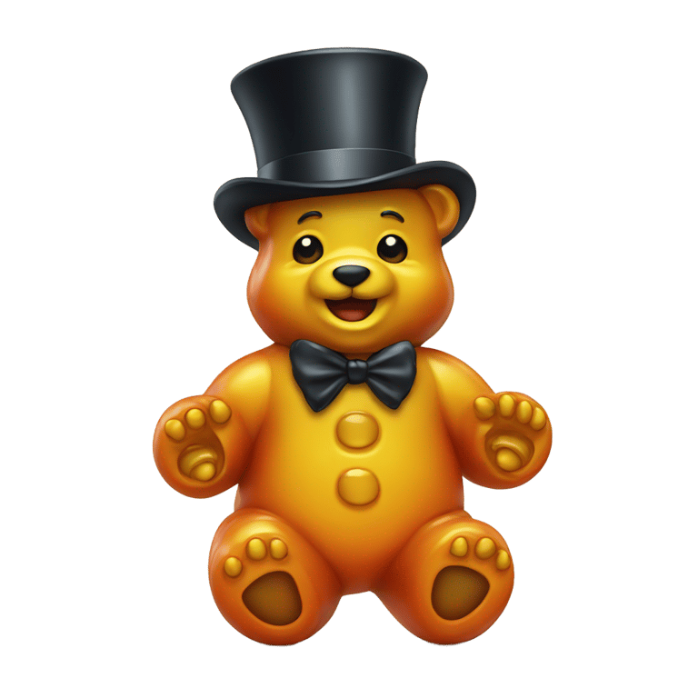genmoji: gummy bear with a top hat