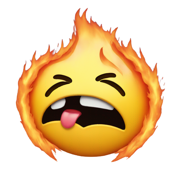 genmoji: Crying emoji with a burning heart