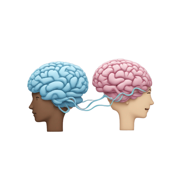 genmoji : Deux personnes échangeant des ondes cérébrales